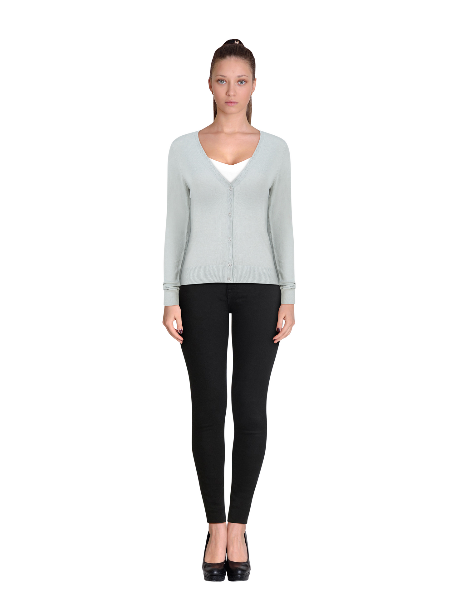 V Neck Button Up Cardigans Lightweight