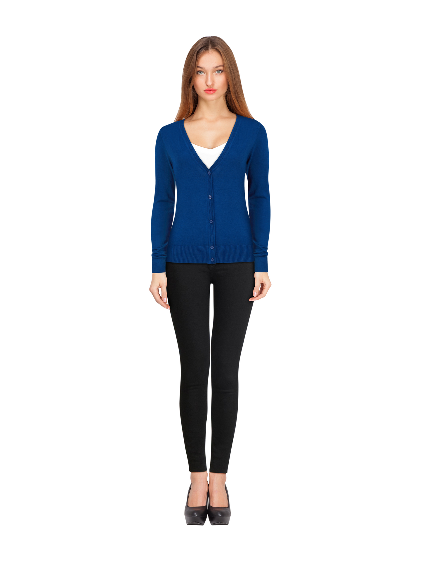 V Neck Button Up Cardigans Lightweight