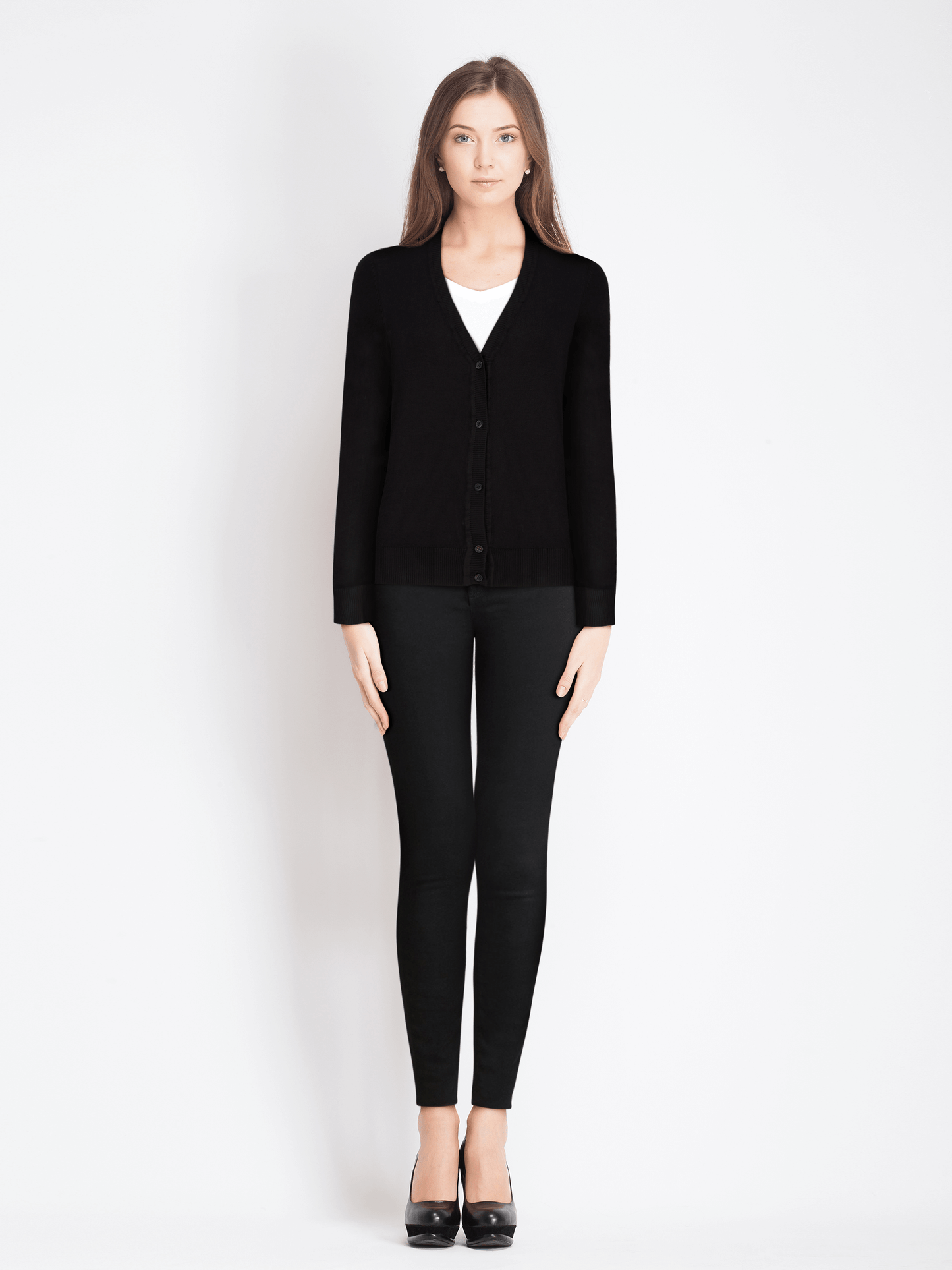 V Neck Button Up Cardigans Lightweight